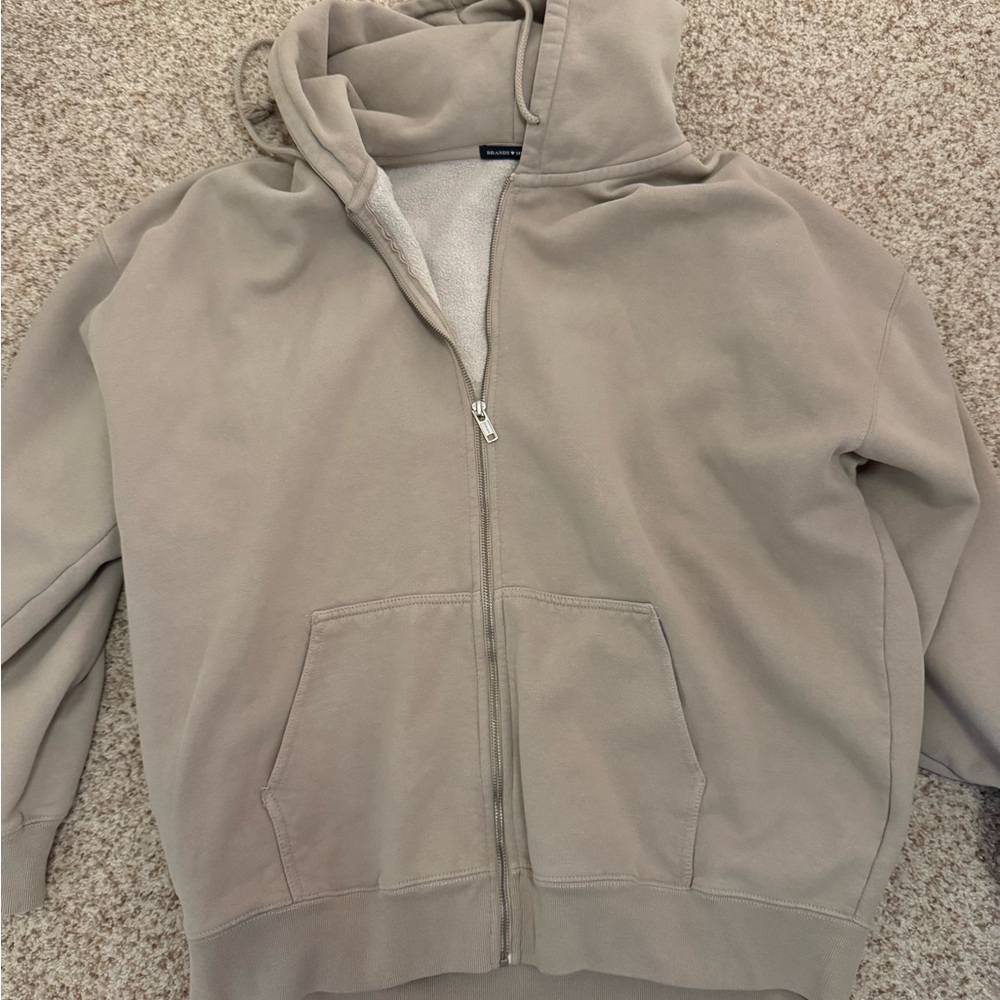 Gray Brandy Melville Zip-Up Hoodie